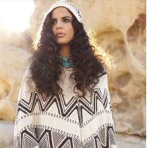 Lucky Brand Tribal Aztec knit Poncho Pullover NWT